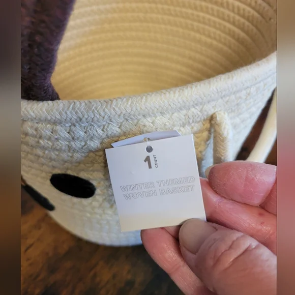 Deer woven Rope Basket Antlers felt deer face with handles - Picture 3 of 8